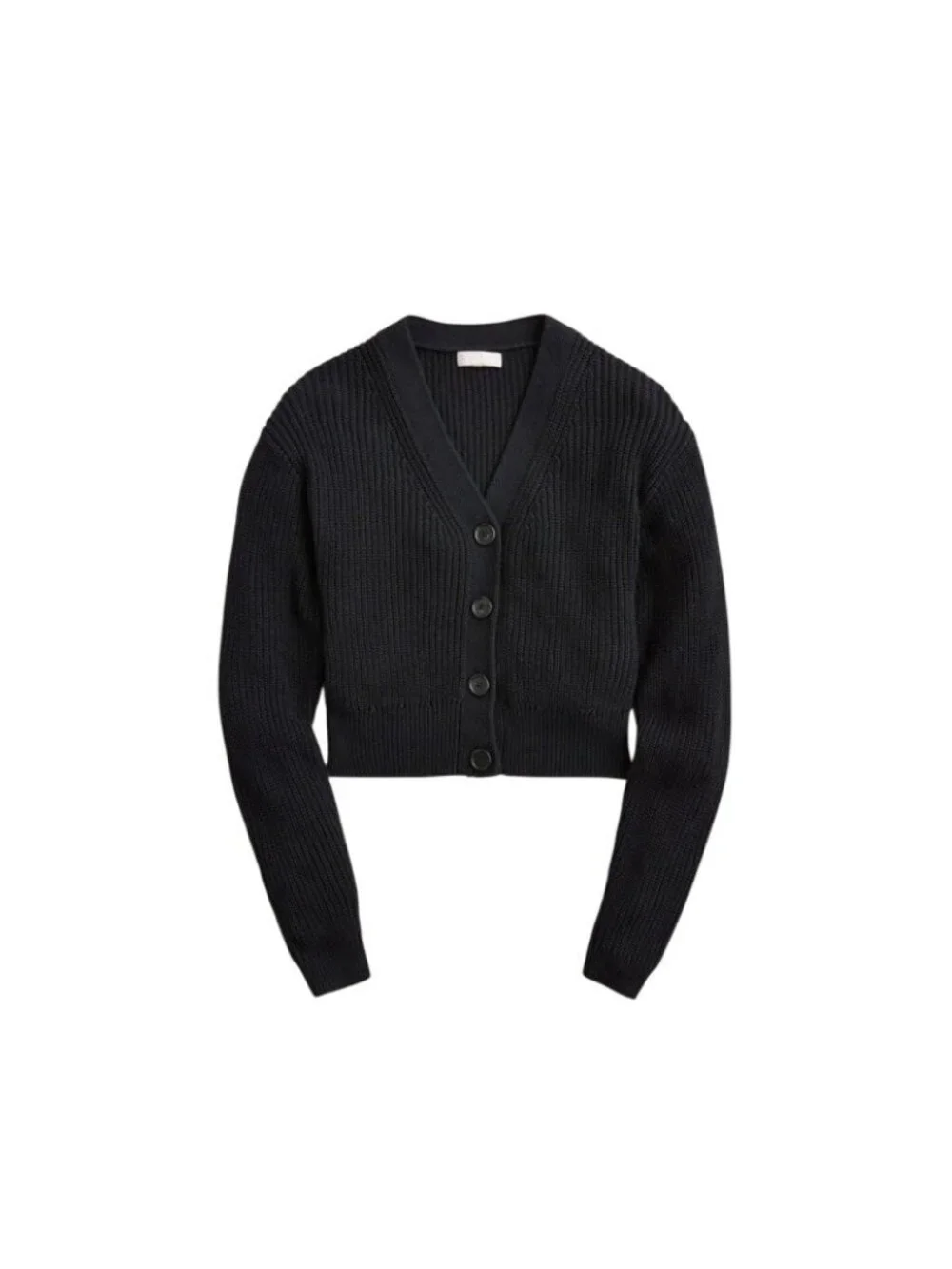 J Crew Women’s Medium Black Alpaca Wool Blend Cropped V-neck Cardigan Sweater - Picture 2 of 16